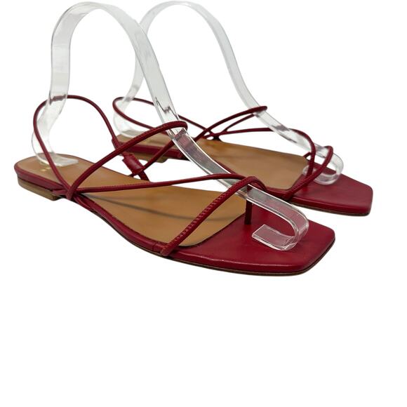 Brother Vellies Trieste Sandals Flat‎ Strappy Leather Red Size US 9 - Picture 1 of 14